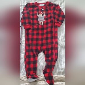Pekkle Plaid Baby Onesie with Hockey Bear Design